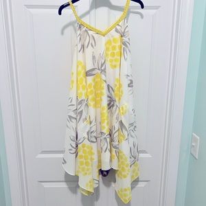 White, grey and yellow pineapple handkerchief dress
